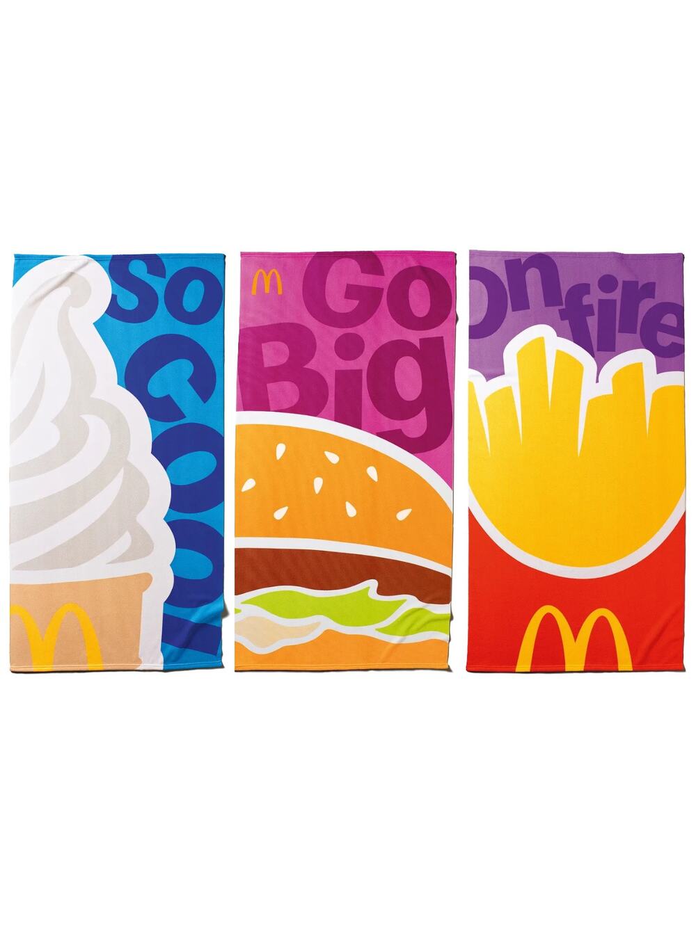 Set 3x McDonald's Beach Towels Big Max Burger + Fries Italy Europe Exclusive NEW